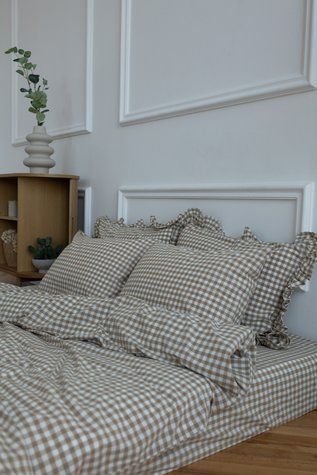 Постільна білизна Варена бавовна Коричнева клітинка 10052 фото