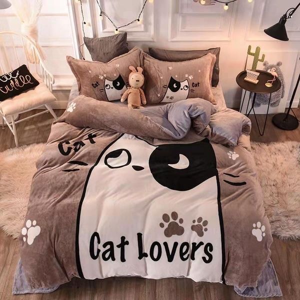Плюшевое постельное белье с котиками CAT LOVERS 1097 фото