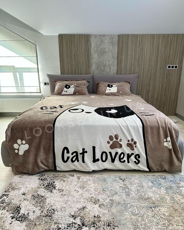 Плюшевое постельное белье с котиками CAT LOVERS 1097 фото